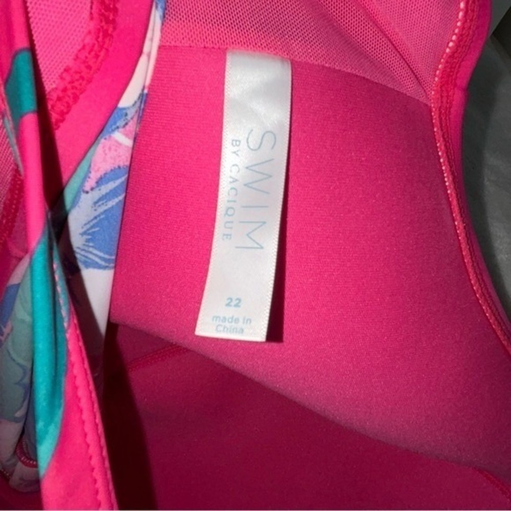 Cacique Pink Floral Tankini Swimwear‎ Top Size 22 - Picture 9 of 14